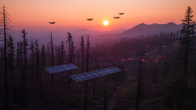 A solar-powered drone network used for environmental monitoring, data collection, and wildfire prevention.