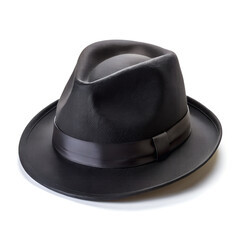 Classic Black Fedora Hat with Ribbon Band.