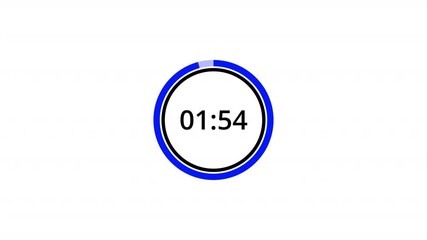 Circle countdown timer animation of 2 minutes on transparent background, 2 minutes circle countdown timer animation with alpha channels, countdown video 