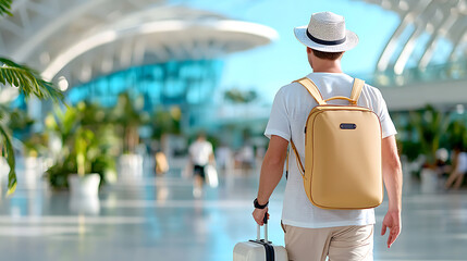 Solo traveler navigates airport with suitcase in tow for a memorable journey