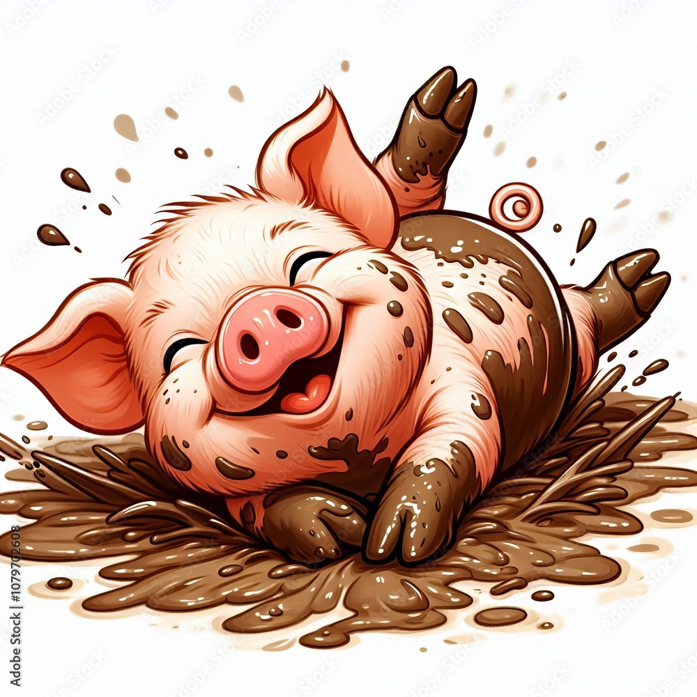 Poster wiggling piglet in mud a piglet happily rolling around in a mud