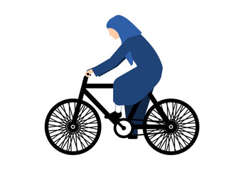 Fototapeta premium Muslim Woman Riding Bicycle Design Illustration vector eps format suitable for your design needs logo illustration animation etc