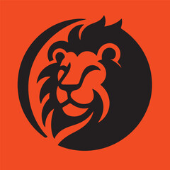 Lion Logo Design Vector Template. Lion Head Logo Icon Vector illustration. Black and white Lion
