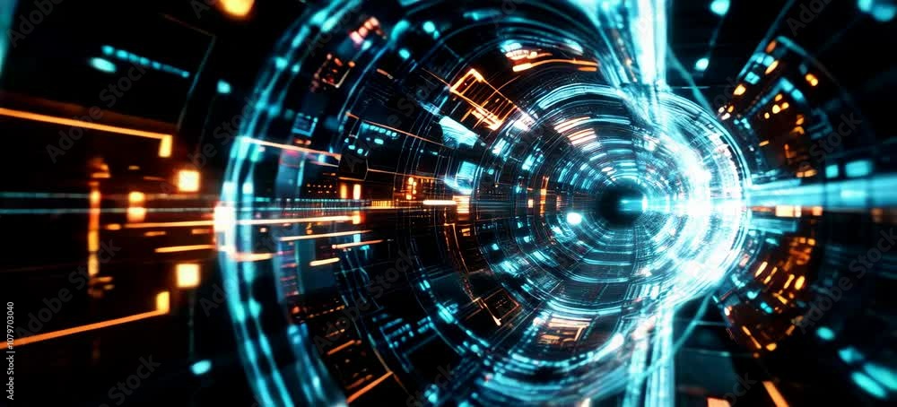 Wall mural wormhole space portal to five dimension quantum world. generative video ai technology.