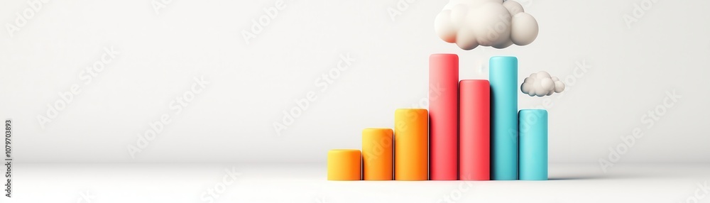 Poster economic growth and climate change concept. a vibrant bar graph with colorful segments rises towards