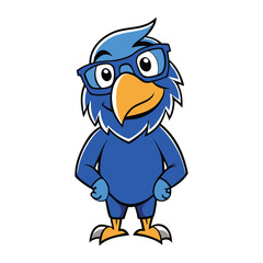 A bold blue eagle mascot logo sporting sleek glasses, exuding intelligence and sharp vision. Perfectly symbolizes power, knowledge, and modernity, creating an eye-catching, smart impression.