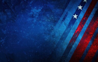 An image of the American flag against a blue background with clear copy space on the right side for text or design elements. 