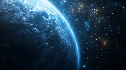 Obraz premium Blue Planet in the Starry Night