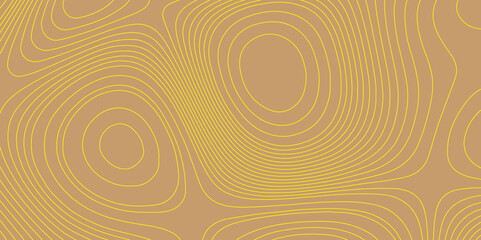 Modern beautiful curve line color topography contour map background, vector illustration with landscape geodesy topographic map yellow lines and brown background are combination of most luxurious.