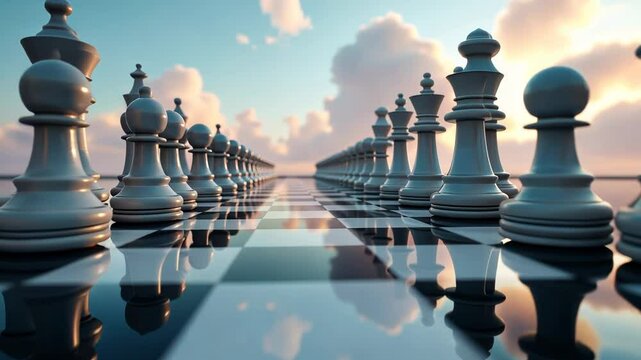 Chessboard with White Pieces