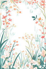 Floral background with delicate flowers and greenery, perfect for spring