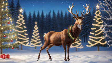 reindeer in the snow