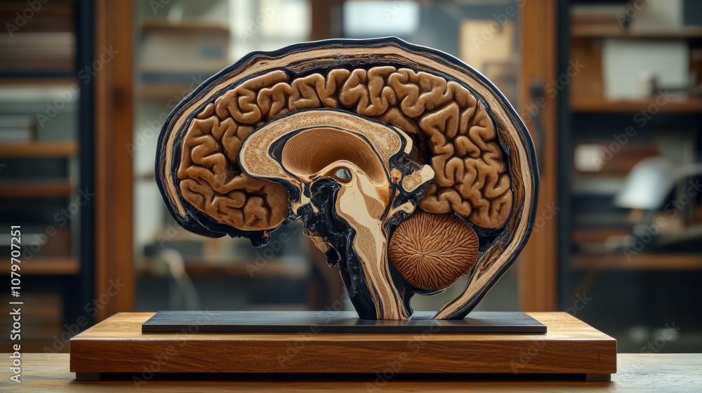 Aufkleber detailed cross-section model of human brain with shaded layers showcasing anatomy and structure in a