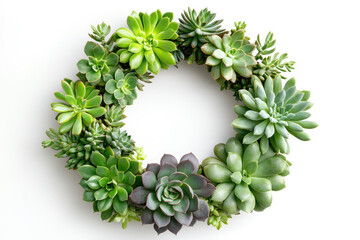 A beautiful succulent wreath showcasing various green plants in a circular arrangement.