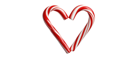 Festive candy cane heart symbolizing love. transparent background
