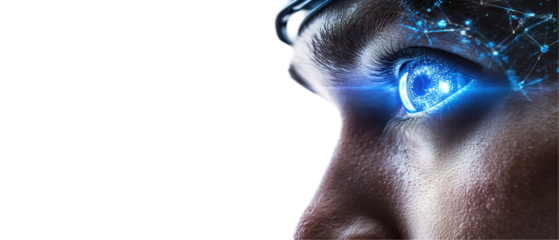 Futuristic vision with digital eye technology. transparent background