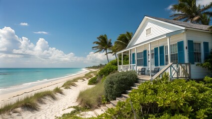 Holiday house with beachfront access on a beautiful tropical