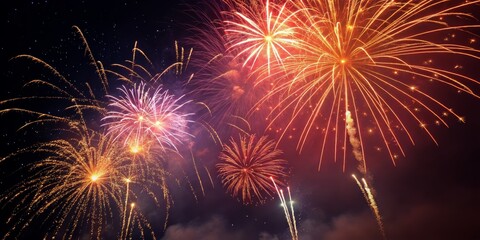 Obraz premium Abstract Firework Background with Seamless Looping Animation for Stunning 4K Visuals, Perfect for Celebrations and Events