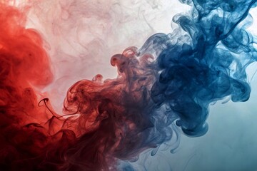 Fototapeta premium Abstract Smoke Background in Red and Blue - Minimalist Photography, Colorful Vapor, Ethereal Effects, Artistic Design, Contemporary Aesthetics, Stunning Visuals, Creative Wall Art