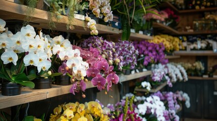 Fototapeta premium A lush orchid in full bloom, displaying delicate white and purple petals, creating a striking and elegant floral arrangement with vibrant colors and intricate details.