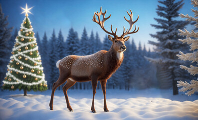 reindeer in the snow