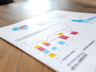 Fototapeta premium Design a report cover emphasizing financial health, with line graphs and metrics highlighted