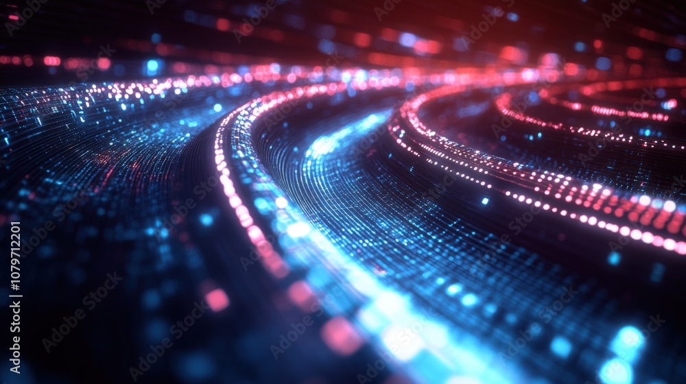 Wall mural abstract digital data flow network visualization