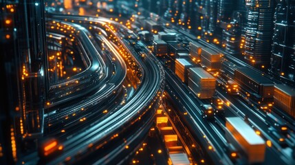 Futuristic Cityscape with Interconnected Highways