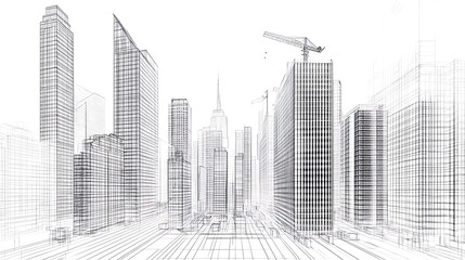 line skyscrapers during construction. City skyline