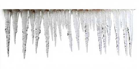 Stunning Close-Up of Icicles Hanging from a Roof, Capturing Natural Ice Formations with Unique Shapes and Textures, Perfect for Winter or Nature Themes