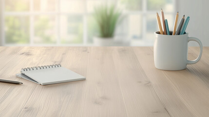 Image of workplace in office room without people.