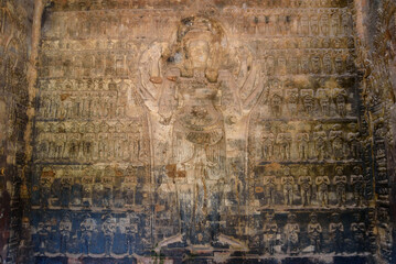 Bas-relief sculpture at Kravan temple, Siem Reap, Cambodia.