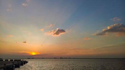 Beautiful sunset and pier
