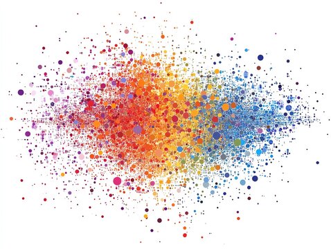 Illustrate a colorful scatter plot showing correlations between sales and marketing spend