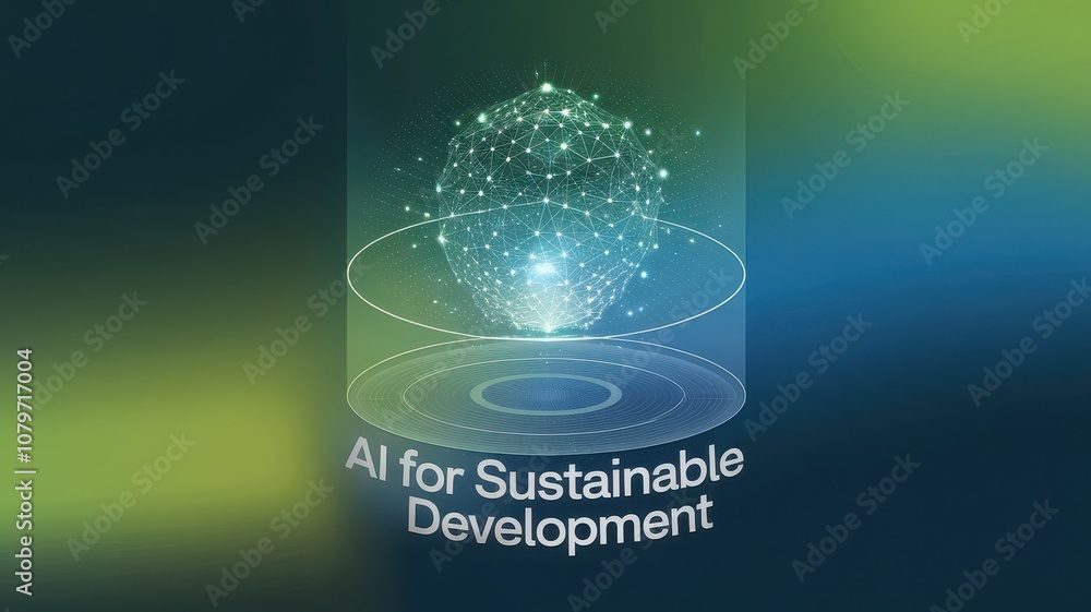 Poster for sustainable development futuristic 3d visualization of technology and global digital network
