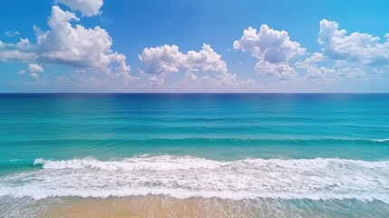 Fototapeta premium Deep blue sea concept. Serene Scene of Blue Sea with Rolling Waves