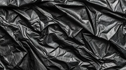 Obraz premium Wrinkled plastic wrap texture Concept. Deep Textured Black Plastic Wrap Background