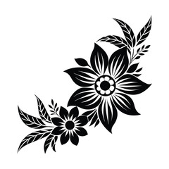Black corner floral design, the floral simple, easy, clear shape vector line art illustration