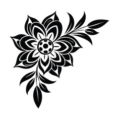 black floral design corner shape vector illustration on a white background