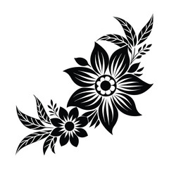 black floral design corner shape vector illustration on a white background
