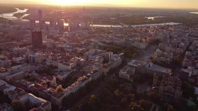 High angle view of Belgrade, capital of Serbia.	
