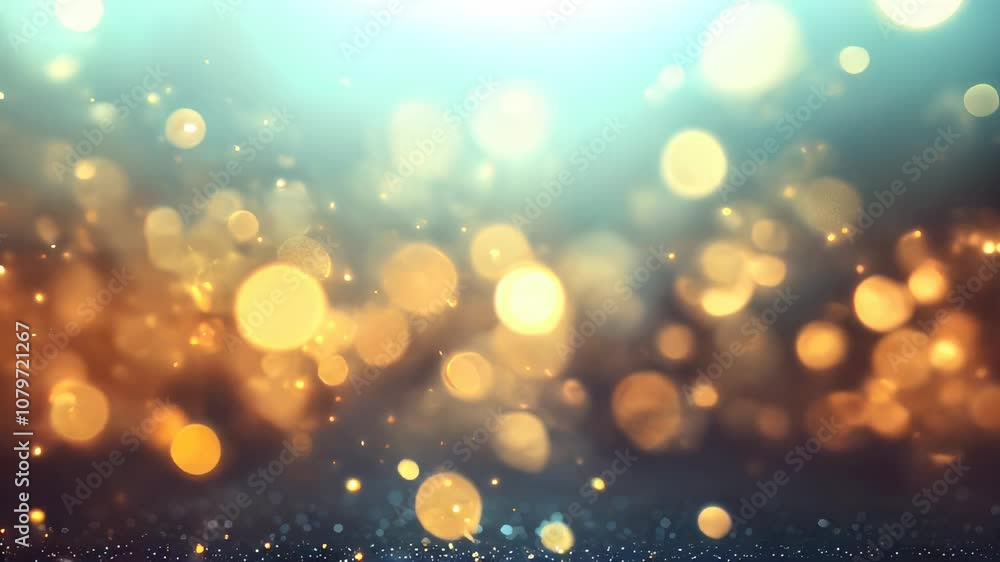 Poster abstract warm golden bokeh lights on a soft, gradient background, creating a festive and dreamy atmo