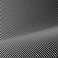 Black and white stripes curve line pattern vector image