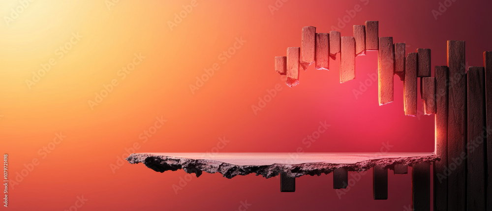 Aufkleber globalization trade war concept. a vibrant abstract composition featuring floating geometric shapes 