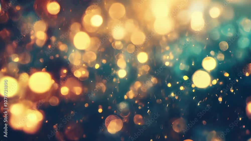 Poster abstract warm golden bokeh lights on a soft, gradient background, creating a festive and dreamy atmo