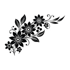Floral Corner Art silhouette vector on a white background