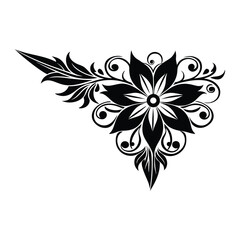 Floral Corner Art silhouette vector on a white background