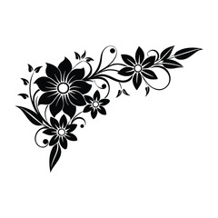 simple vector silhouette floral corner design