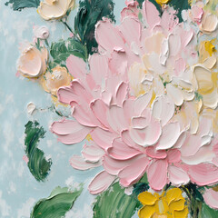 Stunning Abstract Elegant Oil Painting Floral Illustrations