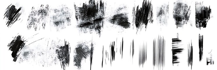 Fototapeta premium Grunge pencil drawings. Collage of grunge pen drawings. Pencil with charcoal hatches. Doodle scribbles set